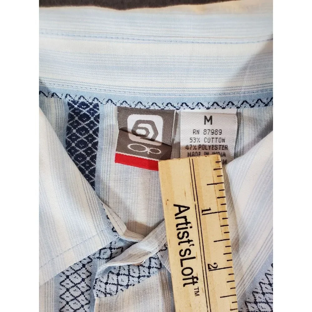 Ocean Pacific Mens Shirt Button Up S/S M Cotton & Polyester All Over Pattern